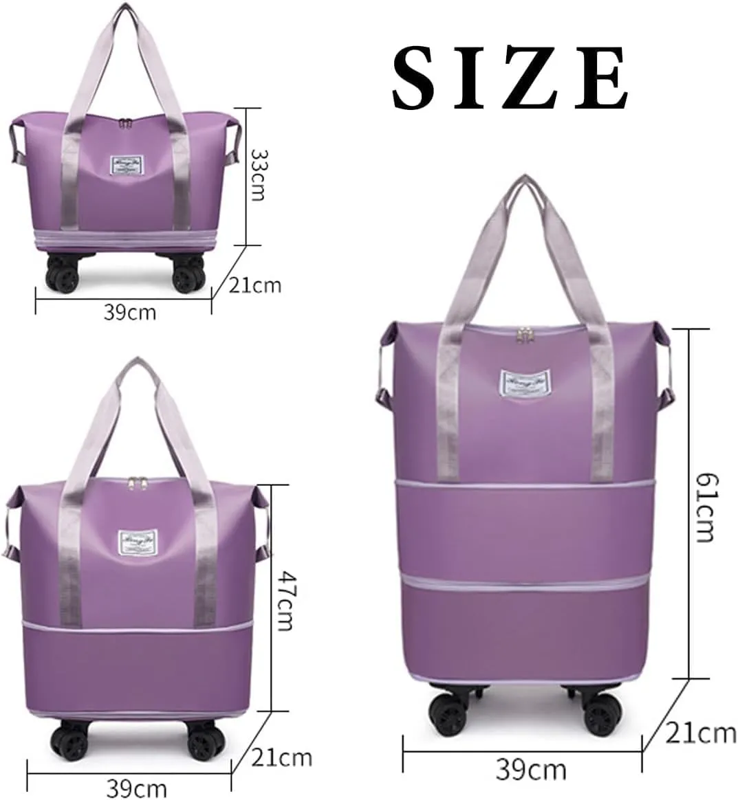 Beente Travel Bag With Wheels, Large Capacity Travel Bags Universal Wheel Removable, Large Expandable Foldable, Rolling with Wheels (Gray)