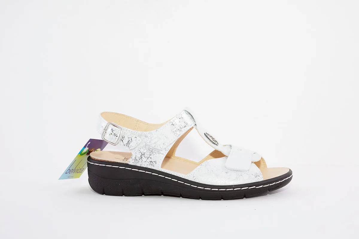 BELVIDA 42.212 VELCRO STRAP COMFORT SANDAL - SILVER