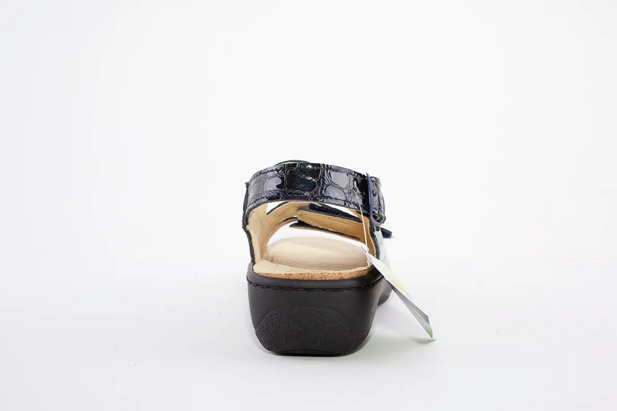 BELVIDA  42.488  3 VELCRO STRAP COMFORT SANDAL - NAVY PATENT
