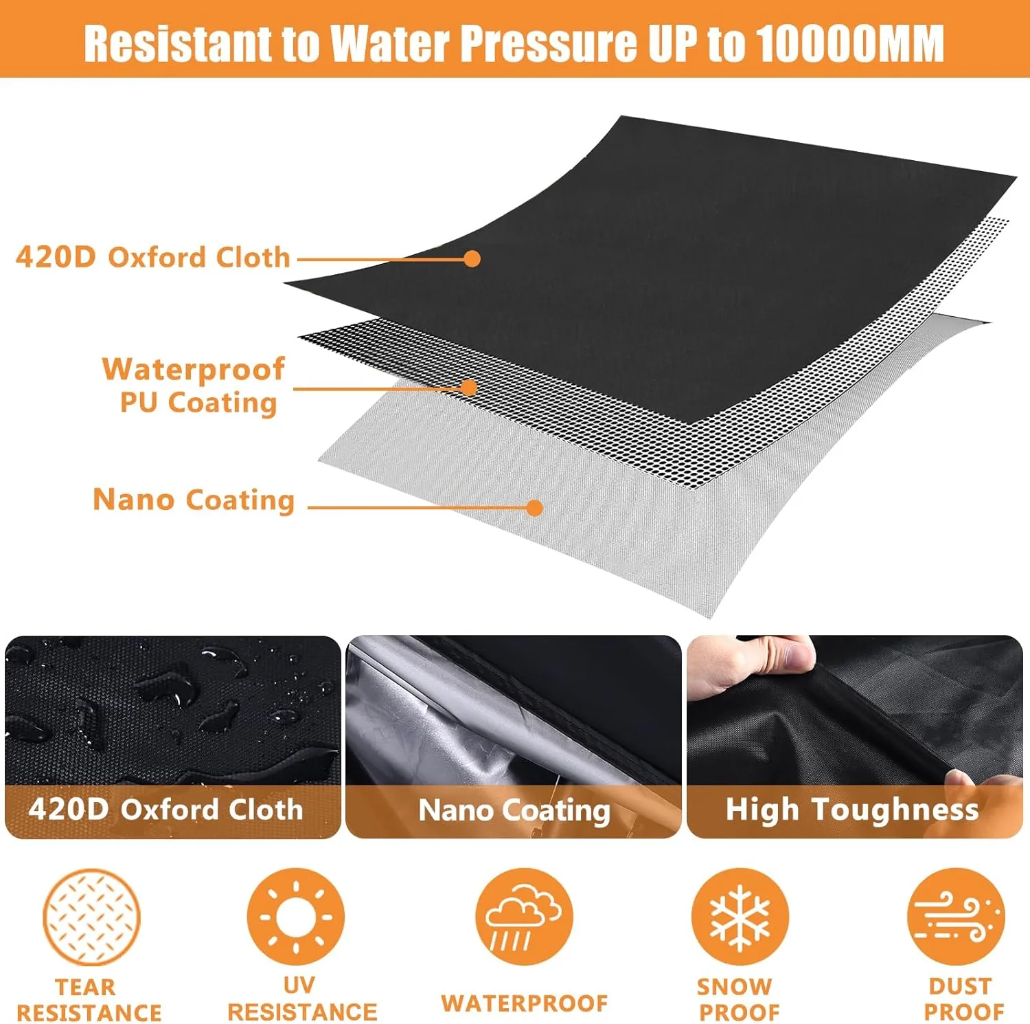 Bike Cover Waterproof Outdoor Bicycle Covers with Lock Holes & 3 Buckles 420D Heavy Duty Ripstop Material Anti UV Snow Wind Proof for Mountain Road City Electric Bikes Up to 68 inch