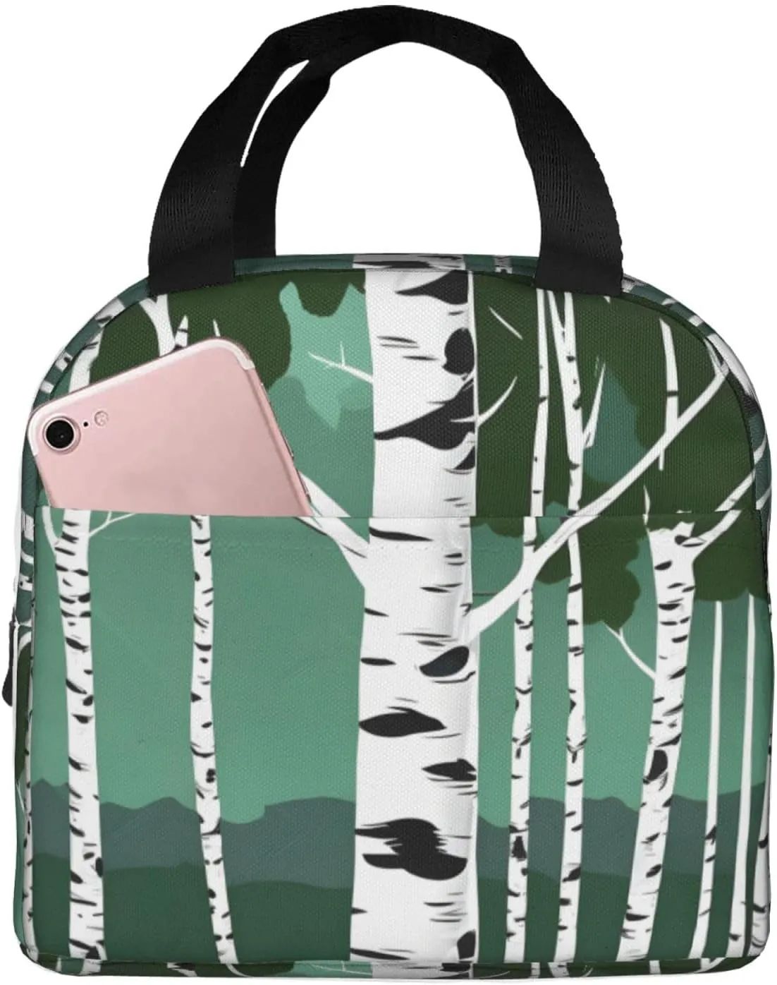 Birch Trees Portable Lunch Box For Men Women Reusable Small Bag For Office Outdoor