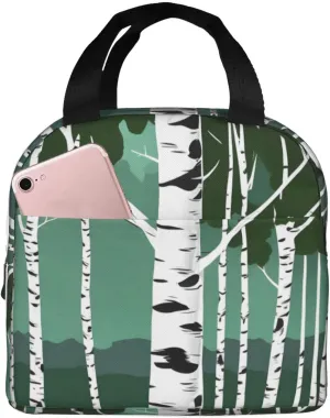Birch Trees Portable Lunch Box For Men Women Reusable Small Bag For Office Outdoor