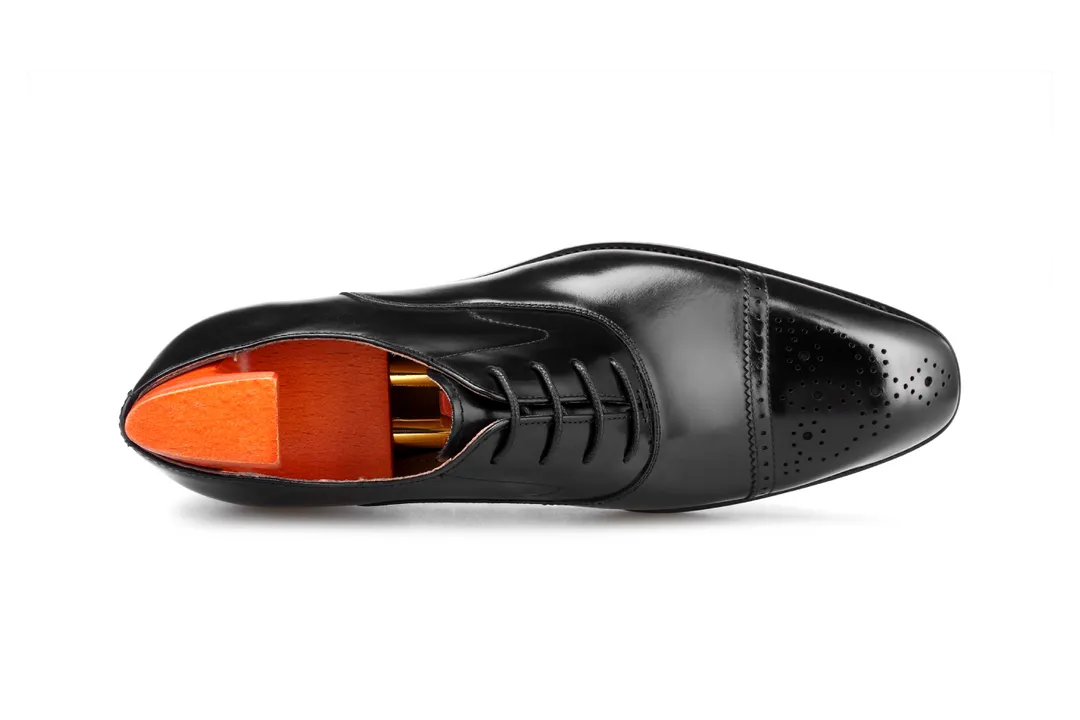Black Leather Regent Cap-Toe Oxfords – Formal Shoes
