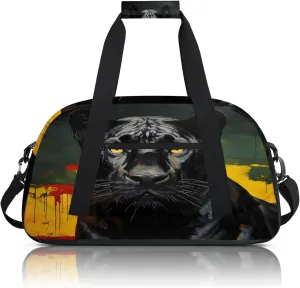 Black Panther Dog Small Gym Bag 18 inch Carry On Duffel Bag for Weekender Travel Sports Workout Yoga Gymnastics Dance Ballet