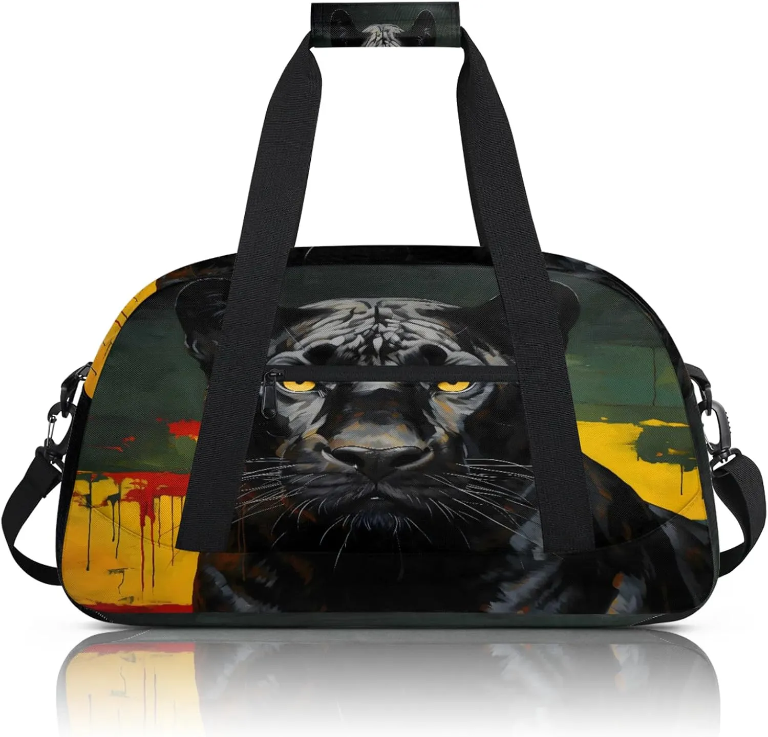 Black Panther Dog Small Gym Bag 18 inch Carry On Duffel Bag for Weekender Travel Sports Workout Yoga Gymnastics Dance Ballet