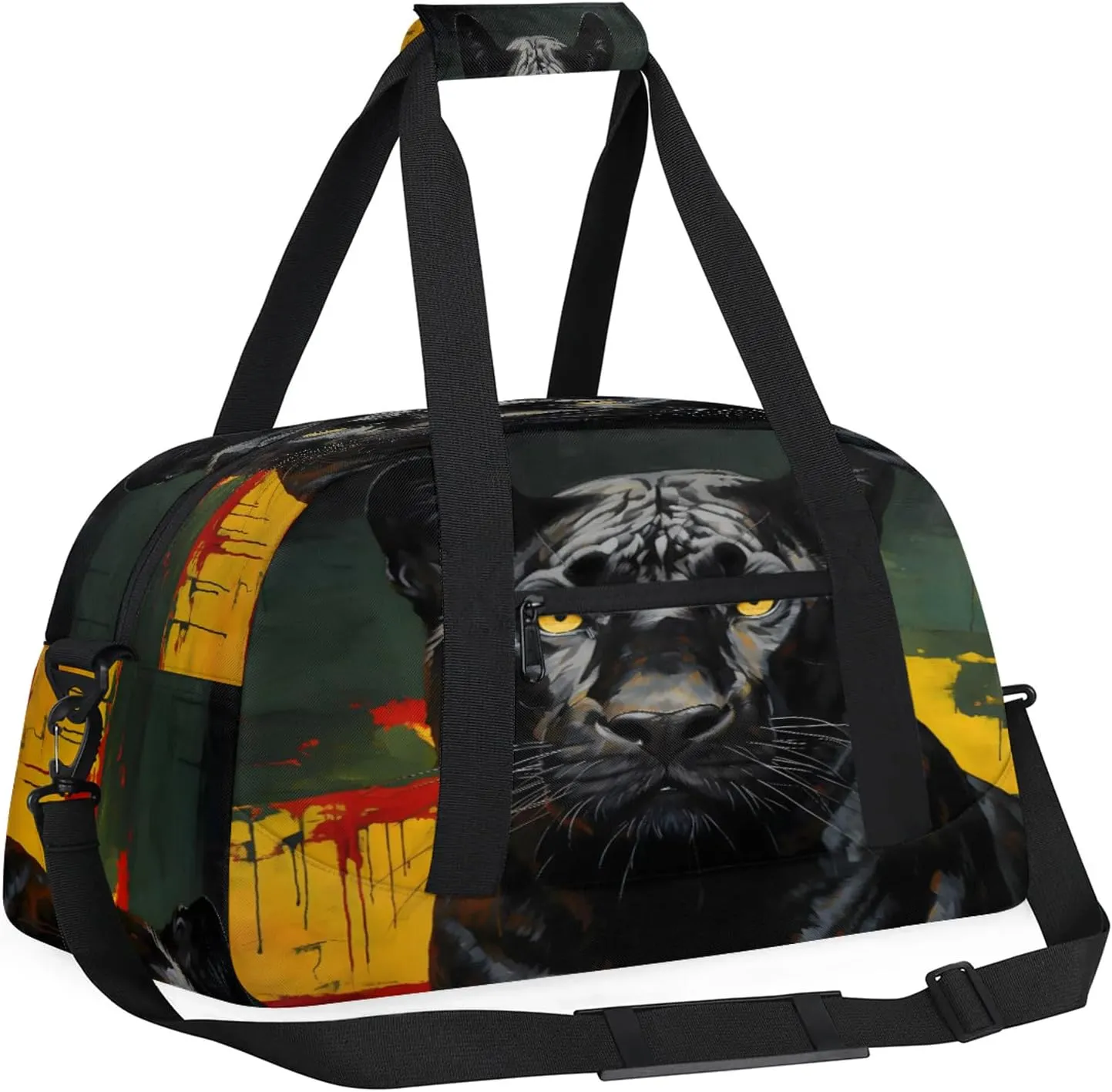 Black Panther Dog Small Gym Bag 18 inch Carry On Duffel Bag for Weekender Travel Sports Workout Yoga Gymnastics Dance Ballet