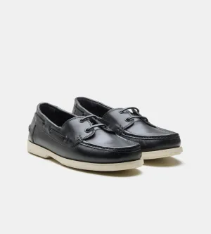 Blake Stitched Black Boat Shoe