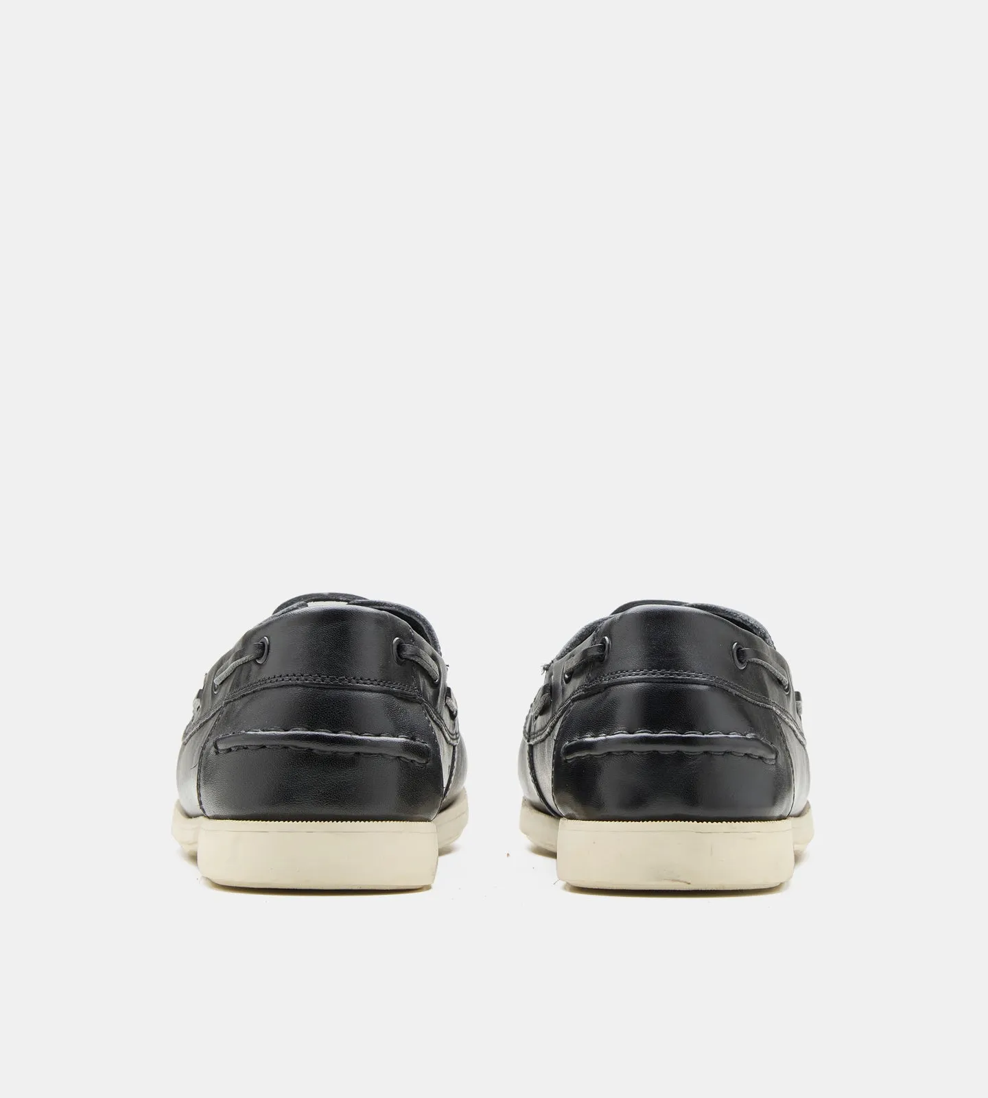 Blake Stitched Black Boat Shoe