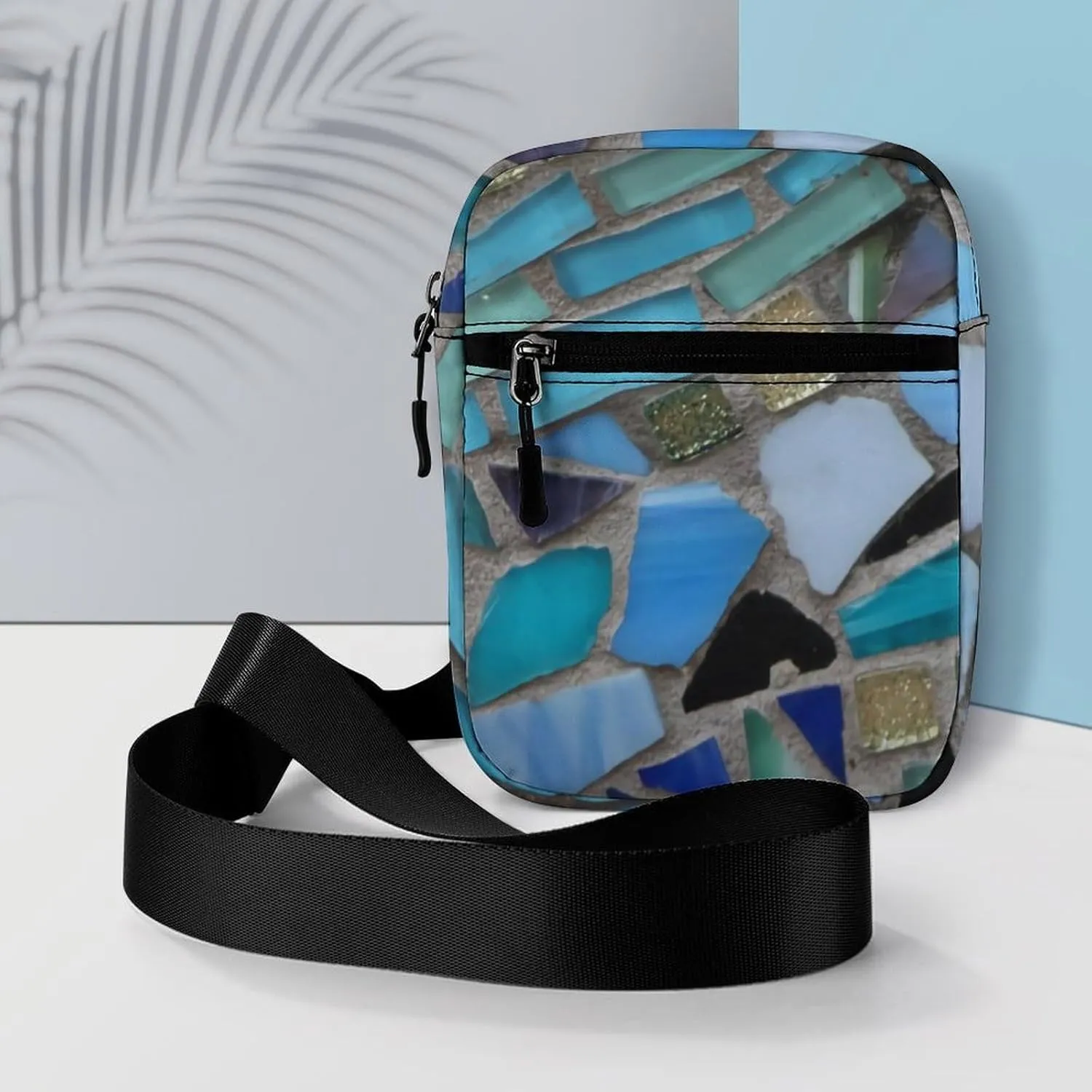 Blue Sea Glass Light Detachable Shoulder Strap Small Shoulder Bag Unisex