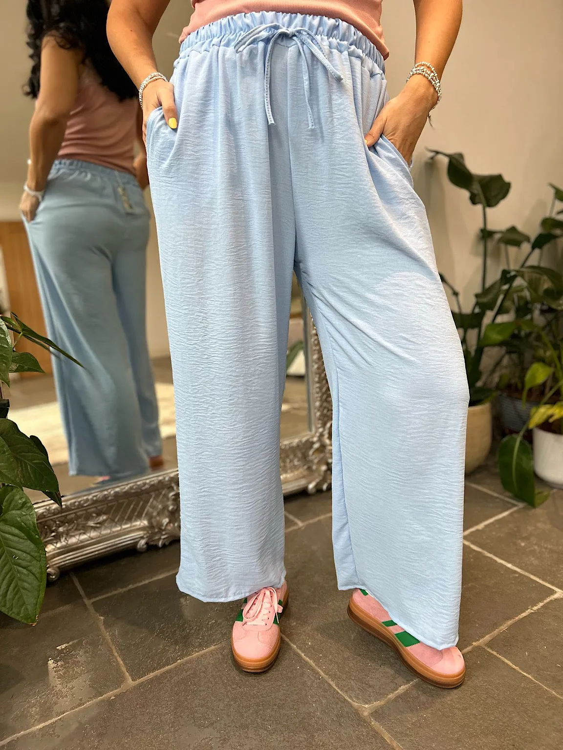 Blue Wide Leg Pocket Trousers Claudia