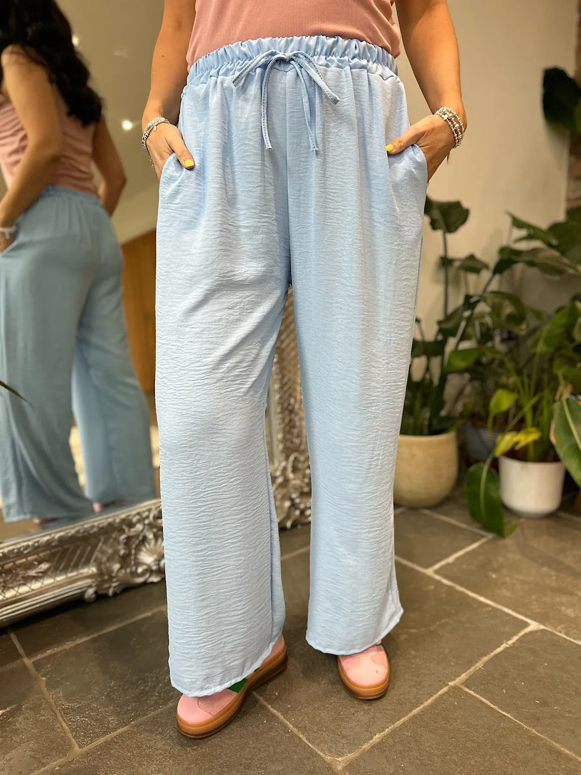 Blue Wide Leg Pocket Trousers Claudia
