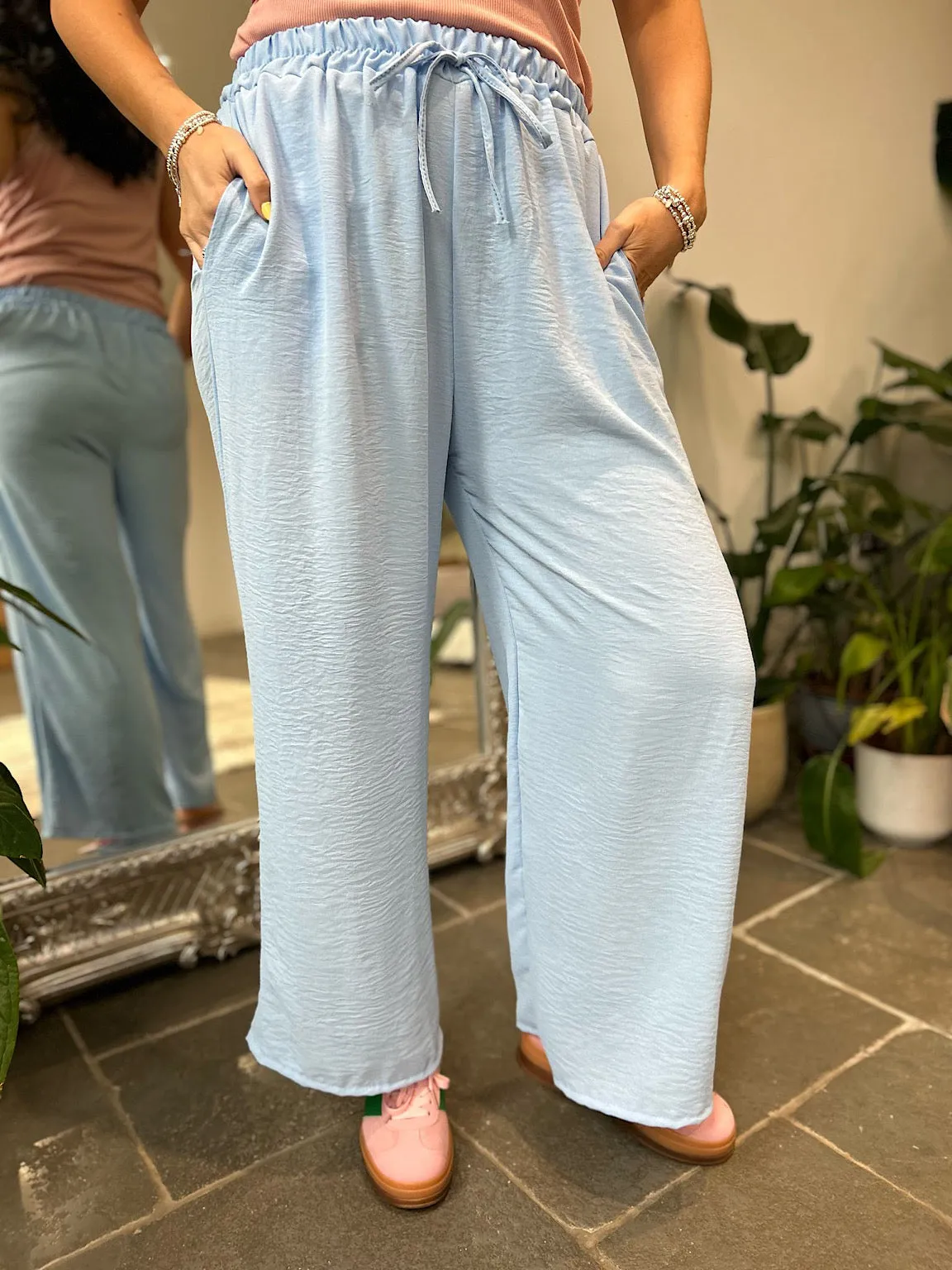 Blue Wide Leg Pocket Trousers Claudia