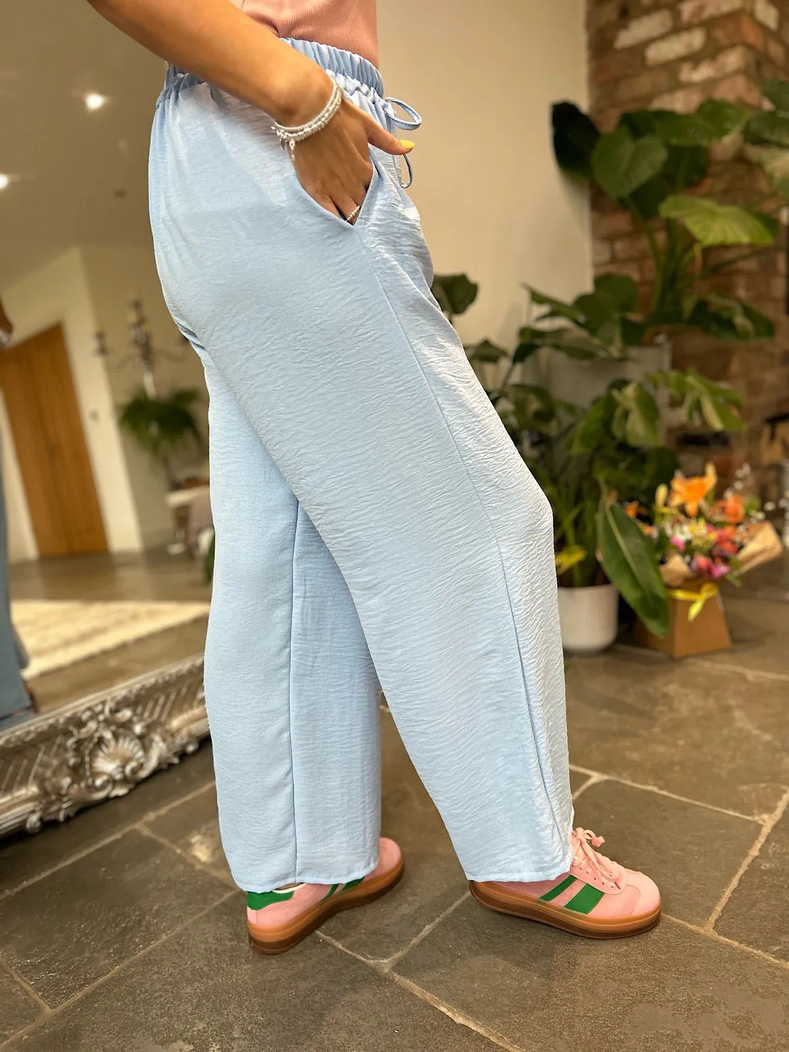Blue Wide Leg Pocket Trousers Claudia