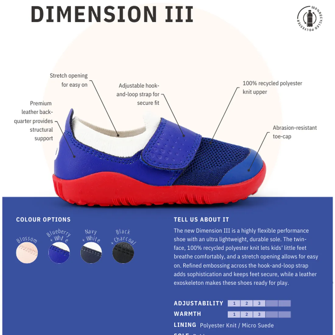 Bobux Kid  Lo Dimension III Navy 838610 CLEARANCE