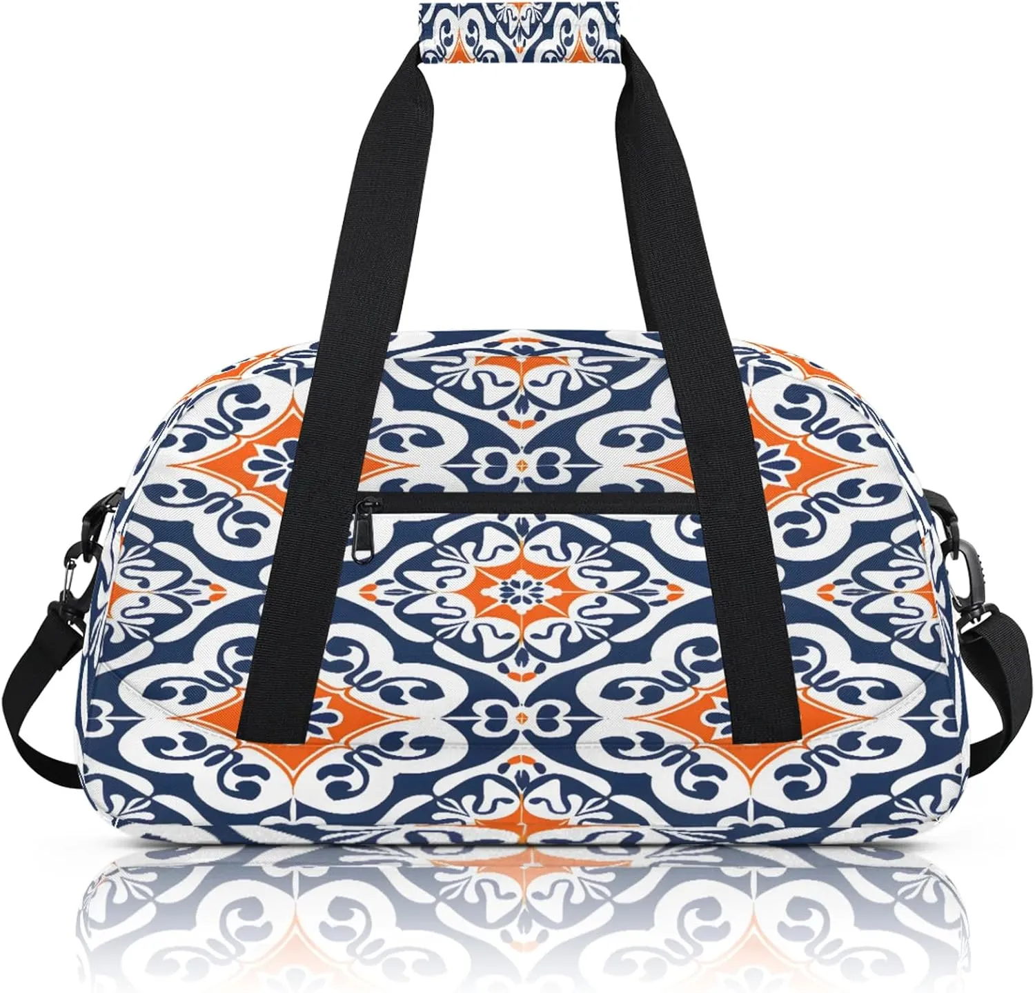 Boho Mexican Tile Small Gym Bag 18 inch Carry On Duffel Bag for Weekender Travel Sports Workout Yoga Gymnastics Dance Ballet