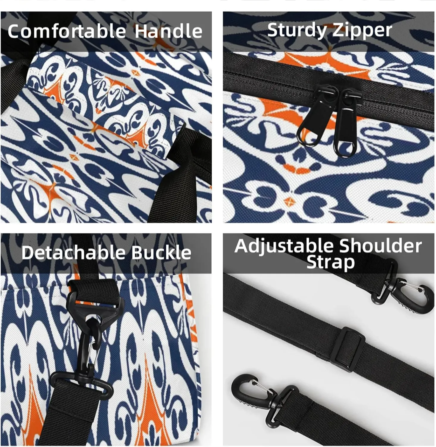 Boho Mexican Tile Small Gym Bag 18 inch Carry On Duffel Bag for Weekender Travel Sports Workout Yoga Gymnastics Dance Ballet