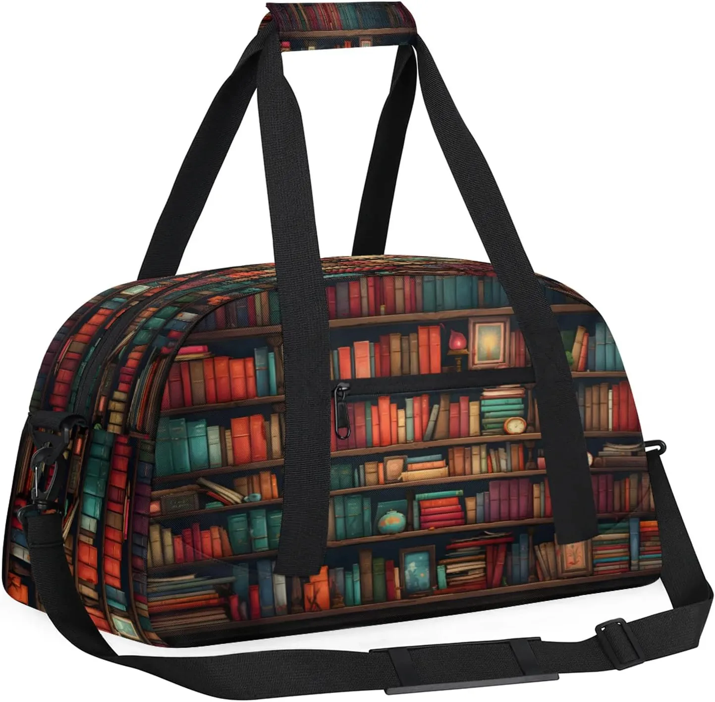 Bookshelf Small Gym Bag 18 inch Carry On Duffel Bag for Weekender Travel Sports Workout Yoga Gymnastics Dance Ballet