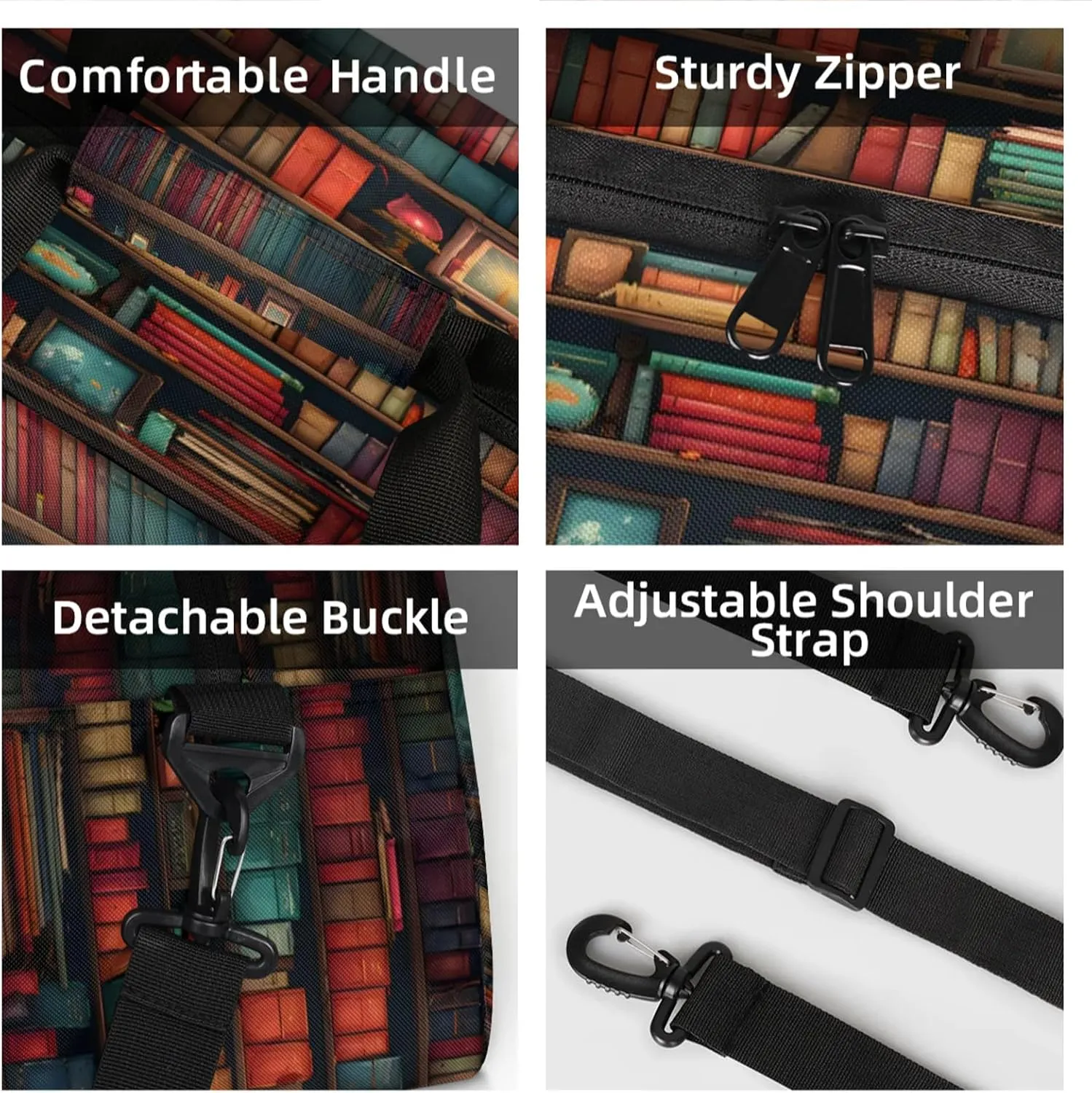 Bookshelf Small Gym Bag 18 inch Carry On Duffel Bag for Weekender Travel Sports Workout Yoga Gymnastics Dance Ballet