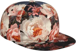 Bright White Peonies Outdoor Sports Baseball Cap, Daily Sports Adjustable Fashionable Flat Brim hat, Unisex Four-Season Outdoor Sports Cap,