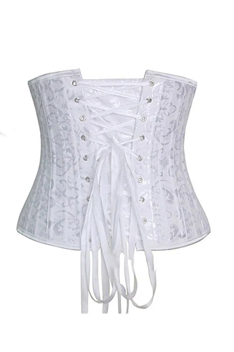 Brocade Laced Waist Training Corset Shaper  24 Steel Boned