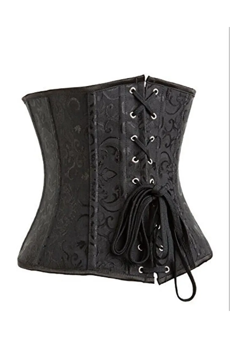 Brocade Laced Waist Training Corset Shaper  24 Steel Boned
