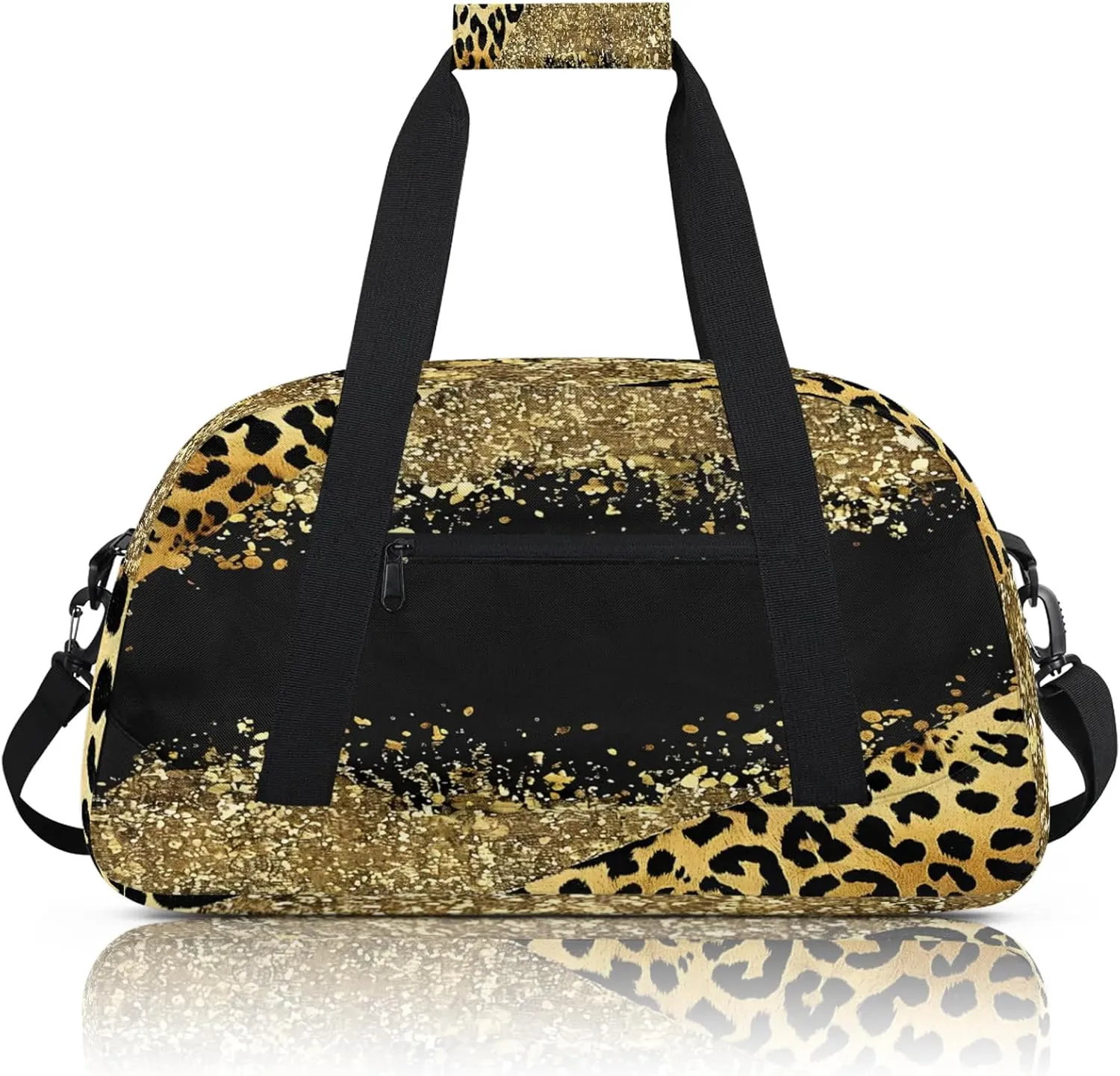 Brown Leopard Cheetah Small Gym Bag 18 inch Carry On Duffel Bag for Weekender Travel Sports Workout Yoga Gymnastics Dance Ballet