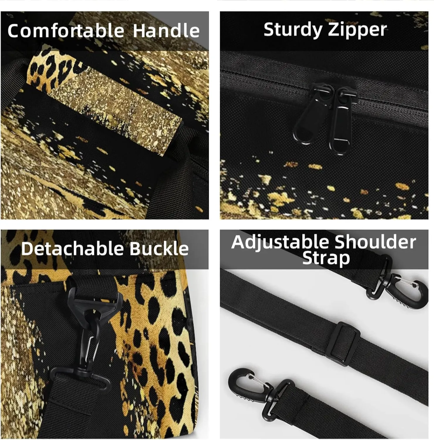Brown Leopard Cheetah Small Gym Bag 18 inch Carry On Duffel Bag for Weekender Travel Sports Workout Yoga Gymnastics Dance Ballet