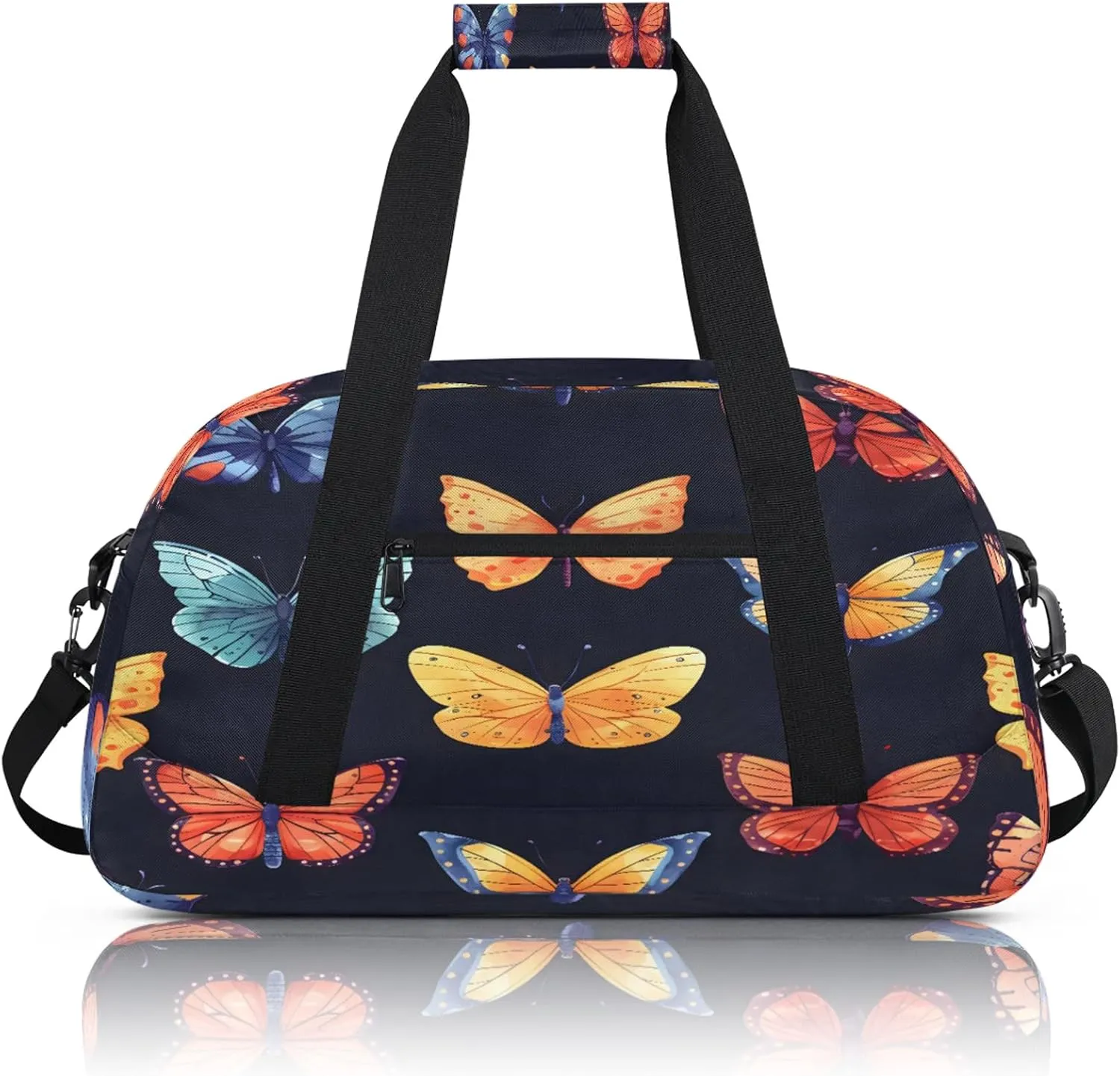 Butterflies Small Gym Bag 18 inch Carry On Duffel Bag for Weekender Travel Sports Workout Yoga Gymnastics Dance Ballet