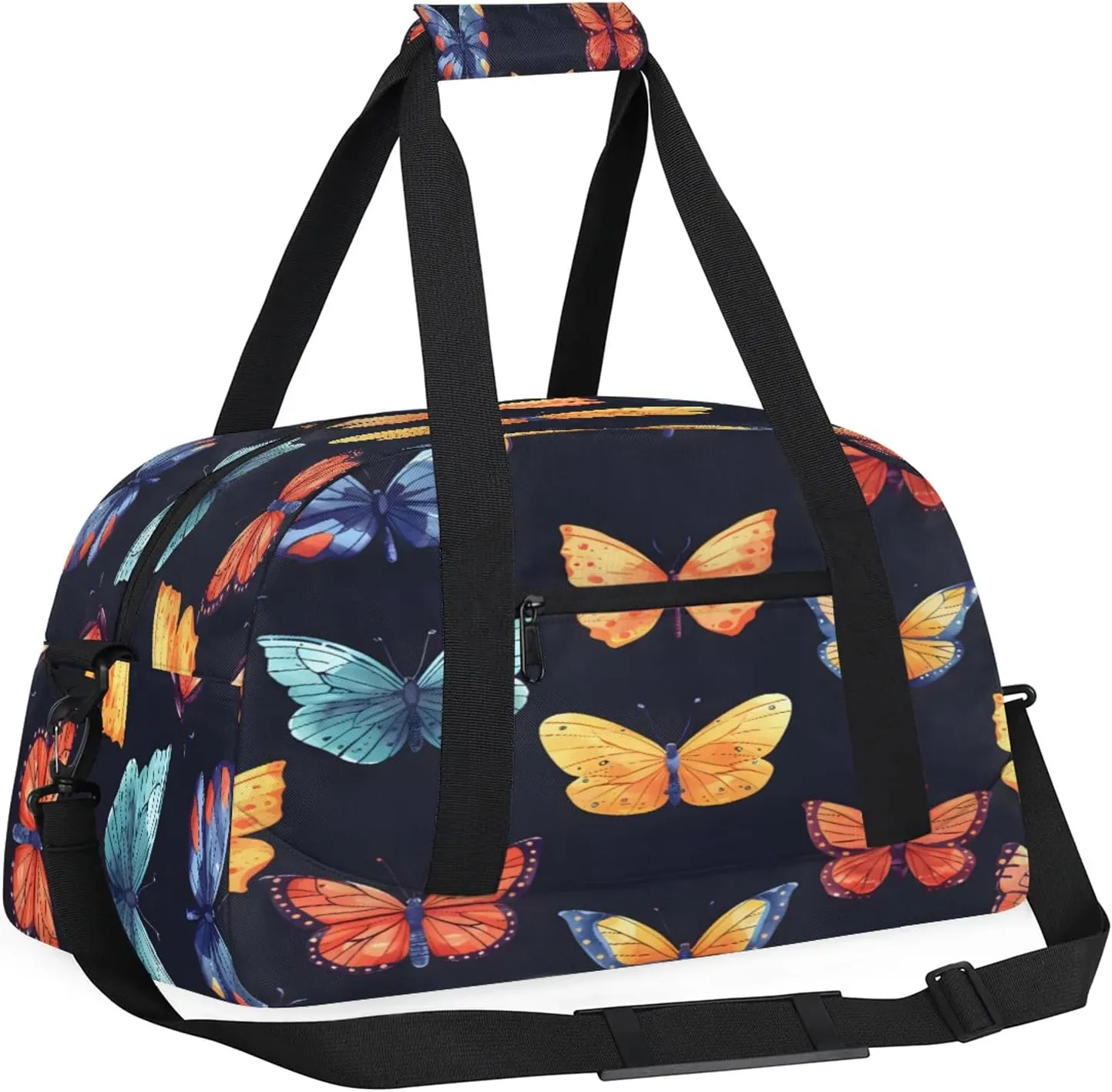 Butterflies Small Gym Bag 18 inch Carry On Duffel Bag for Weekender Travel Sports Workout Yoga Gymnastics Dance Ballet
