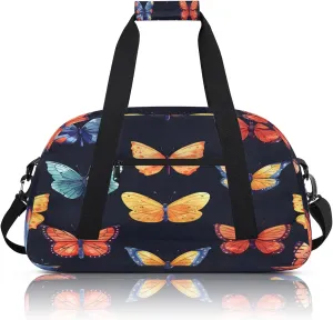 Butterflies Small Gym Bag 18 inch Carry On Duffel Bag for Weekender Travel Sports Workout Yoga Gymnastics Dance Ballet