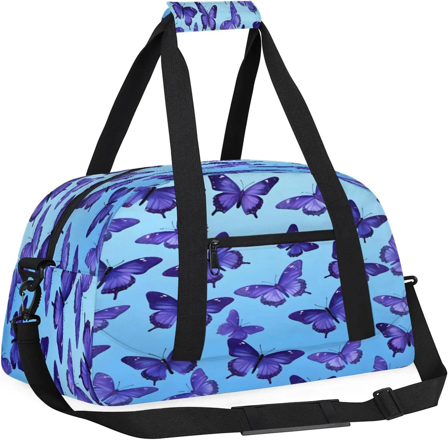 Butterfly Animals Small Gym Bag 18 inch Carry On Duffel Bag for Weekender Travel Sports Workout Yoga Gymnastics Dance Ballet