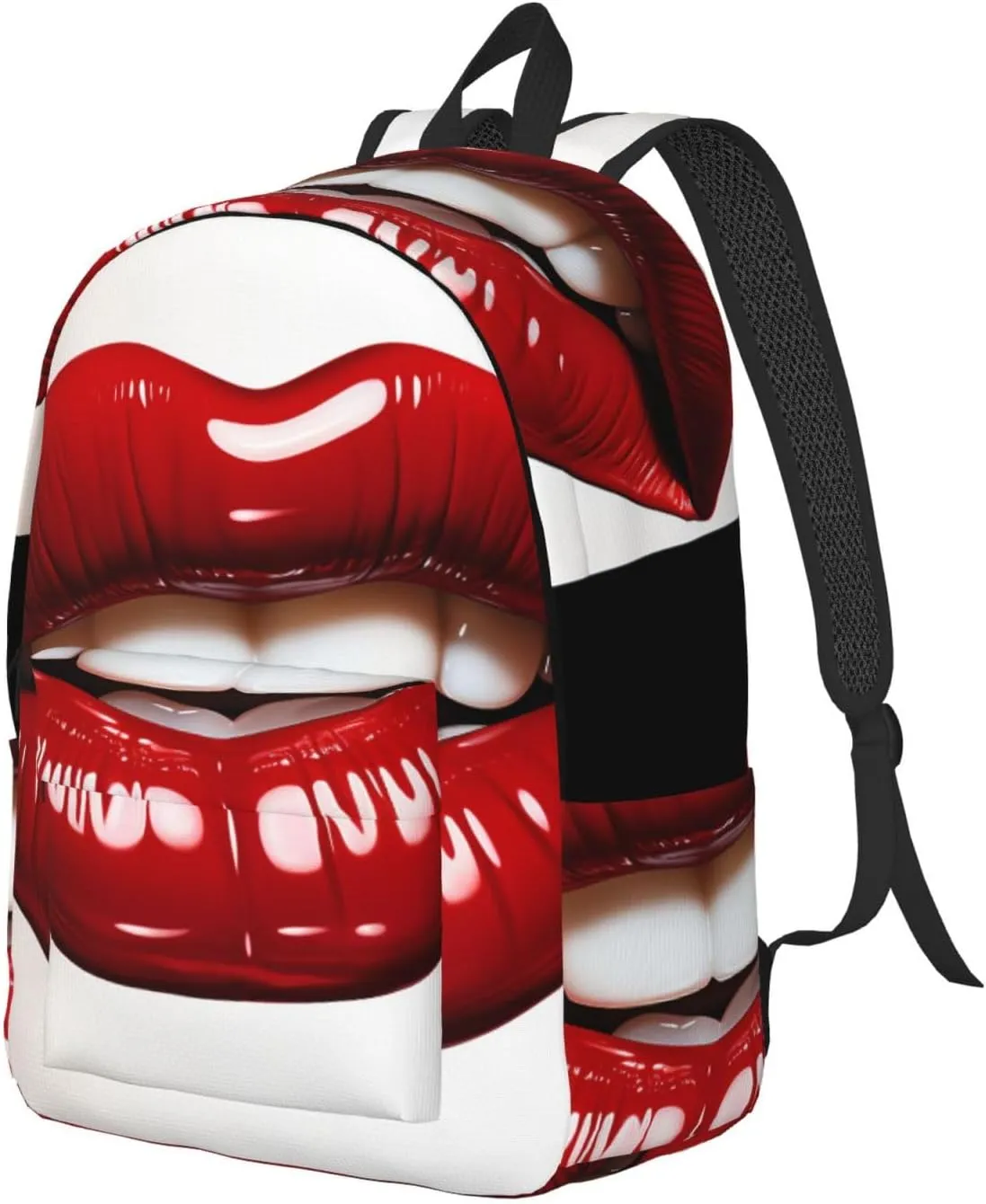 Canvas Backpack for Men Women Laptop Backpack Cute Graphic Red Lips Travel Rucksack Lightweight Canvas Daypack