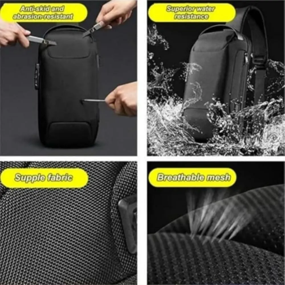 Carbon Fiber Streamline Anti-Theft Sling Bag for Men & Women, Backpack USB Waterproof Chest Daypack Casual Shoulder Bag (gray)