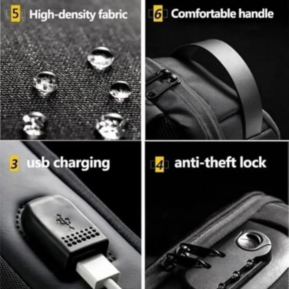 Carbon Fiber Streamline Anti-Theft Sling Bag for Men & Women, Backpack USB Waterproof Chest Daypack Casual Shoulder Bag (gray)