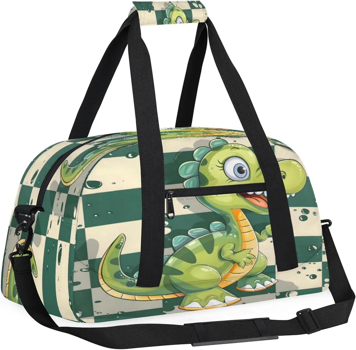 Cartoon Dinosaur Small Gym Bag 18 inch Carry On Duffel Bag for Weekender Travel Sports Workout Yoga Gymnastics Dance Ballet