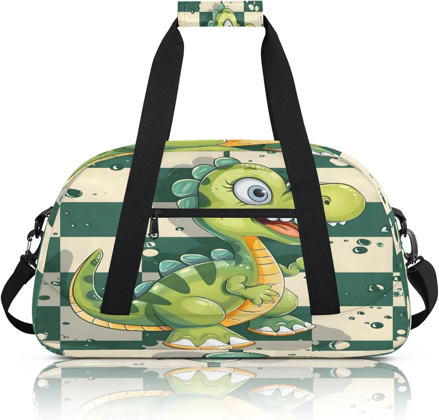 Cartoon Dinosaur Small Gym Bag 18 inch Carry On Duffel Bag for Weekender Travel Sports Workout Yoga Gymnastics Dance Ballet