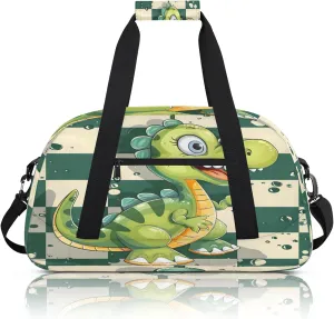 Cartoon Dinosaur Small Gym Bag 18 inch Carry On Duffel Bag for Weekender Travel Sports Workout Yoga Gymnastics Dance Ballet