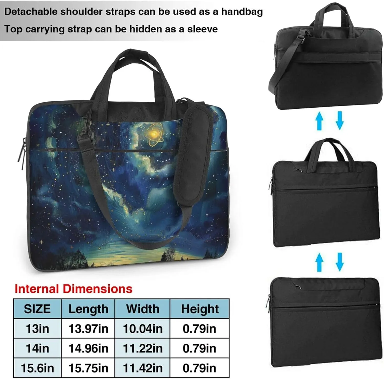 Celestial Printed Laptop Tote Bag, Laptop Tote Bag, Travel Bag, Business Computer Bag, Work Bag for Men and Women