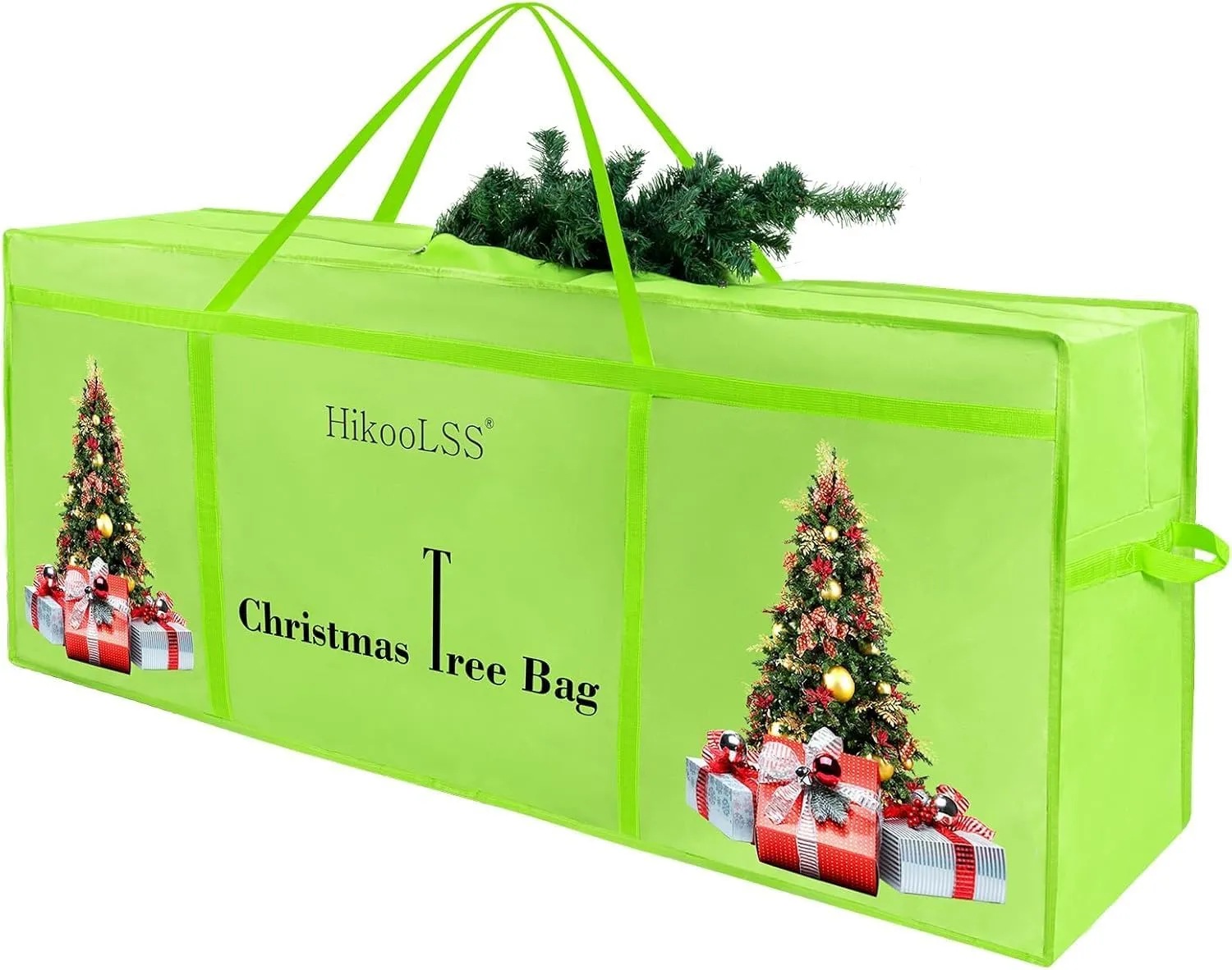 Christmas Tree Bag 7.5Ft,Heavy Duty 600D Oxford Cloth Dual Mesh Pocket/Reinforced Handle,Extra Large Christmas Tree Storage Bag for Artificial Xmas Tree Green(60X18X25in)