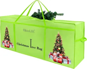 Christmas Tree Bag 7.5Ft,Heavy Duty 600D Oxford Cloth Dual Mesh Pocket/Reinforced Handle,Extra Large Christmas Tree Storage Bag for Artificial Xmas Tree Green(60X18X25in)