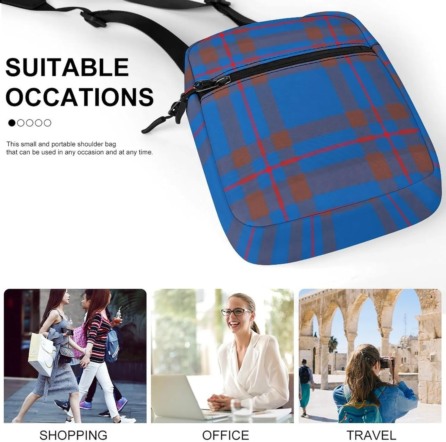 Clan Elliot Tartan Chiffon Detachable Shoulder Strap Small Shoulder Bag Unisex