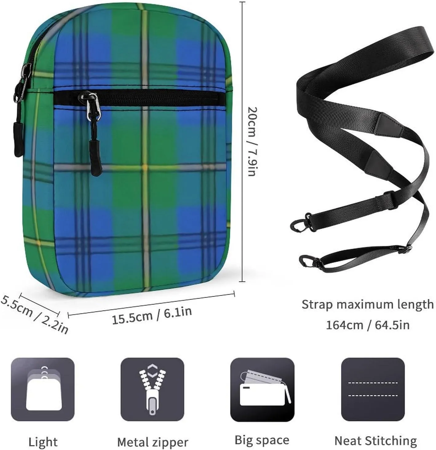 Clan Johnstone Johnston Detachable Shoulder Strap Small Shoulder Bag Unisex