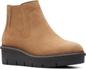 Clarks Womens AIRABELL STYLE Faux Leather Wedge Ankle Boots