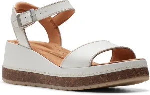 Clarks Women's, Kassanda Lily Sandal, 8.5 Wide, Off White Leather