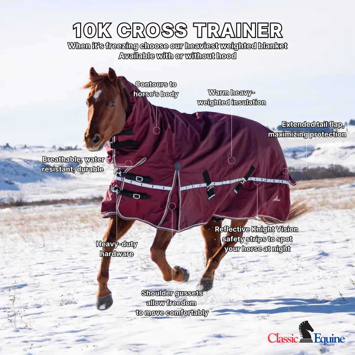 Classic Equine 10K Cross Trainer Turnout Blanket- Steel Grey