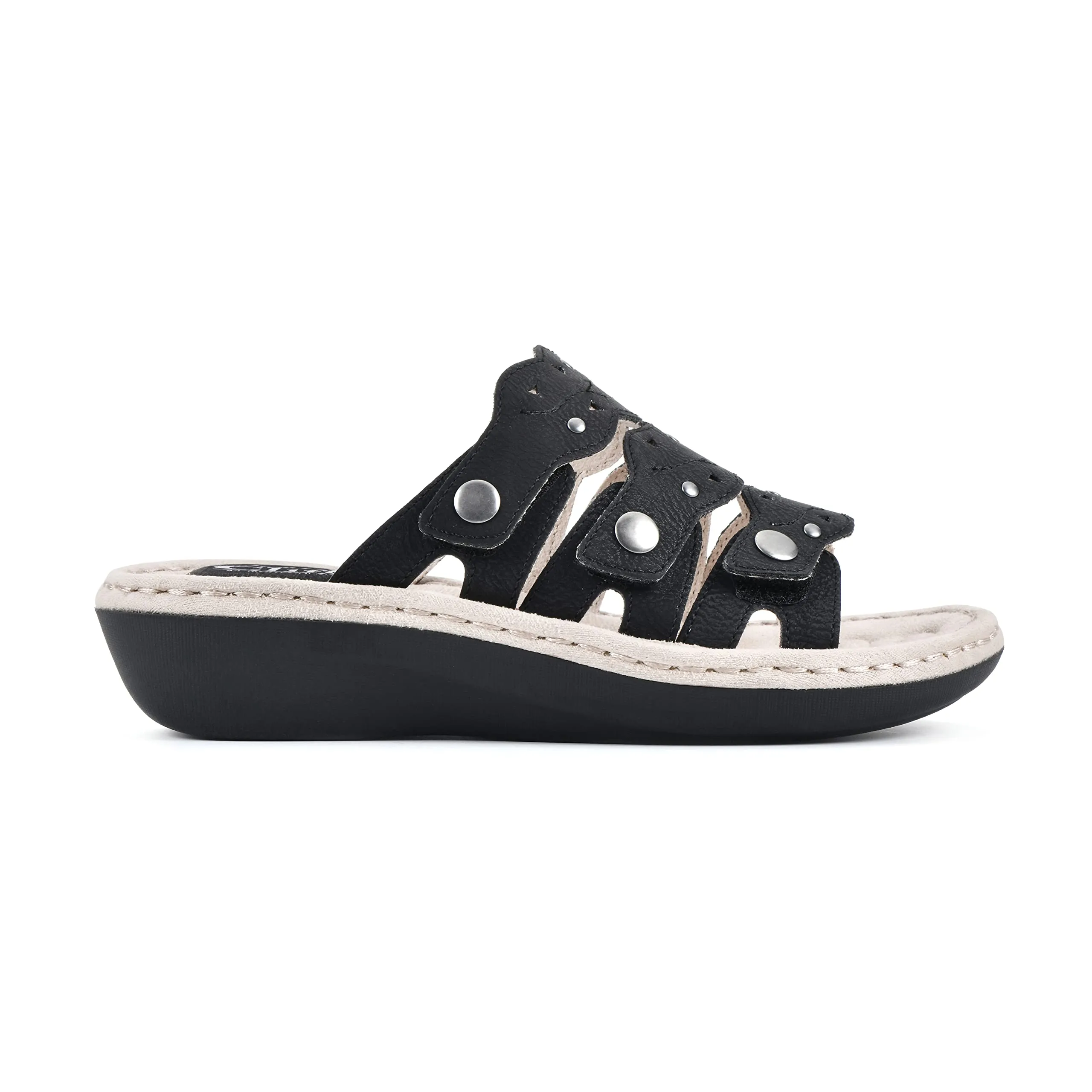 CLIFFS BY WHITE MOUNTAIN Caring Women's Slide Sandal, Black/Smooth, 8 M