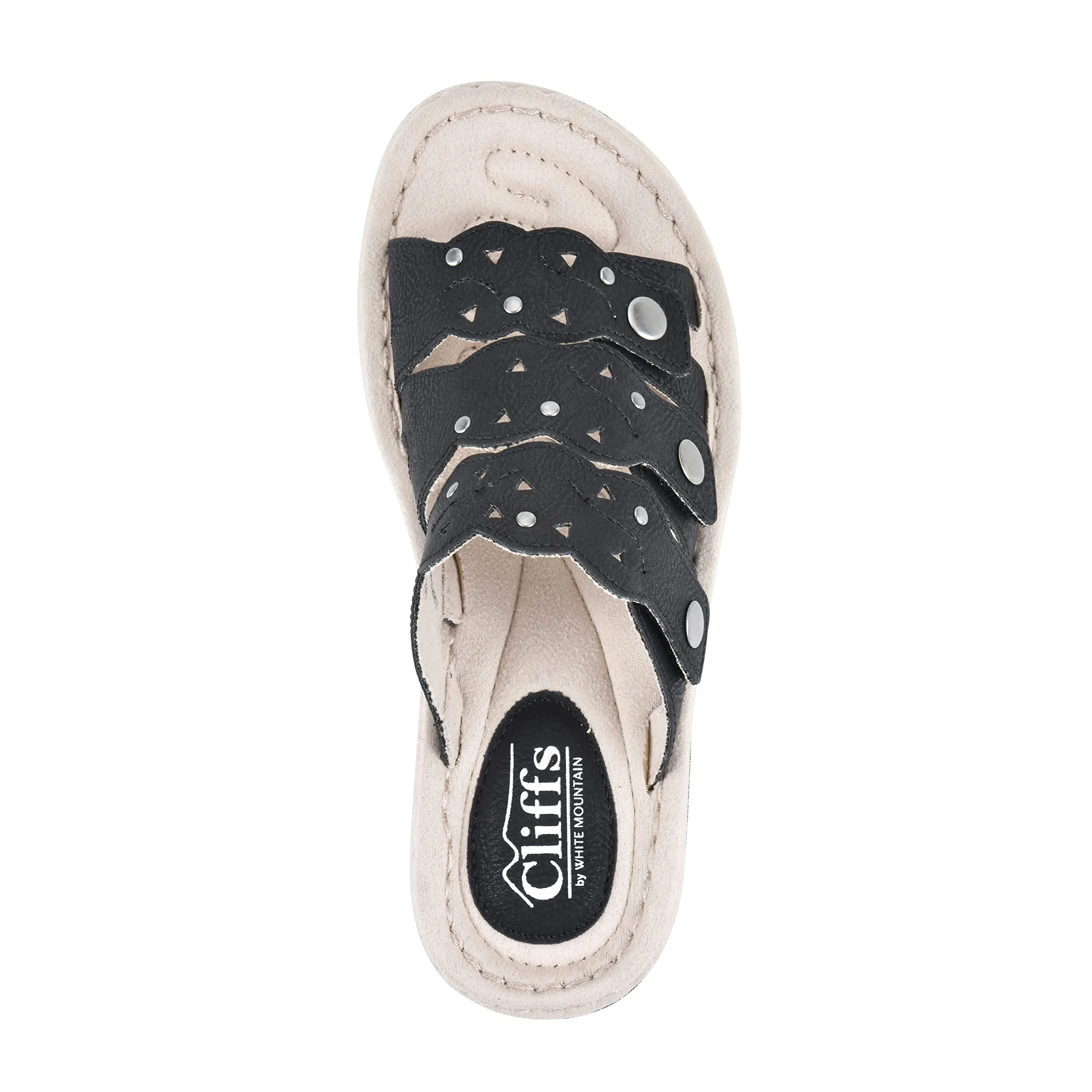 CLIFFS BY WHITE MOUNTAIN Caring Women's Slide Sandal, Black/Smooth, 8 M