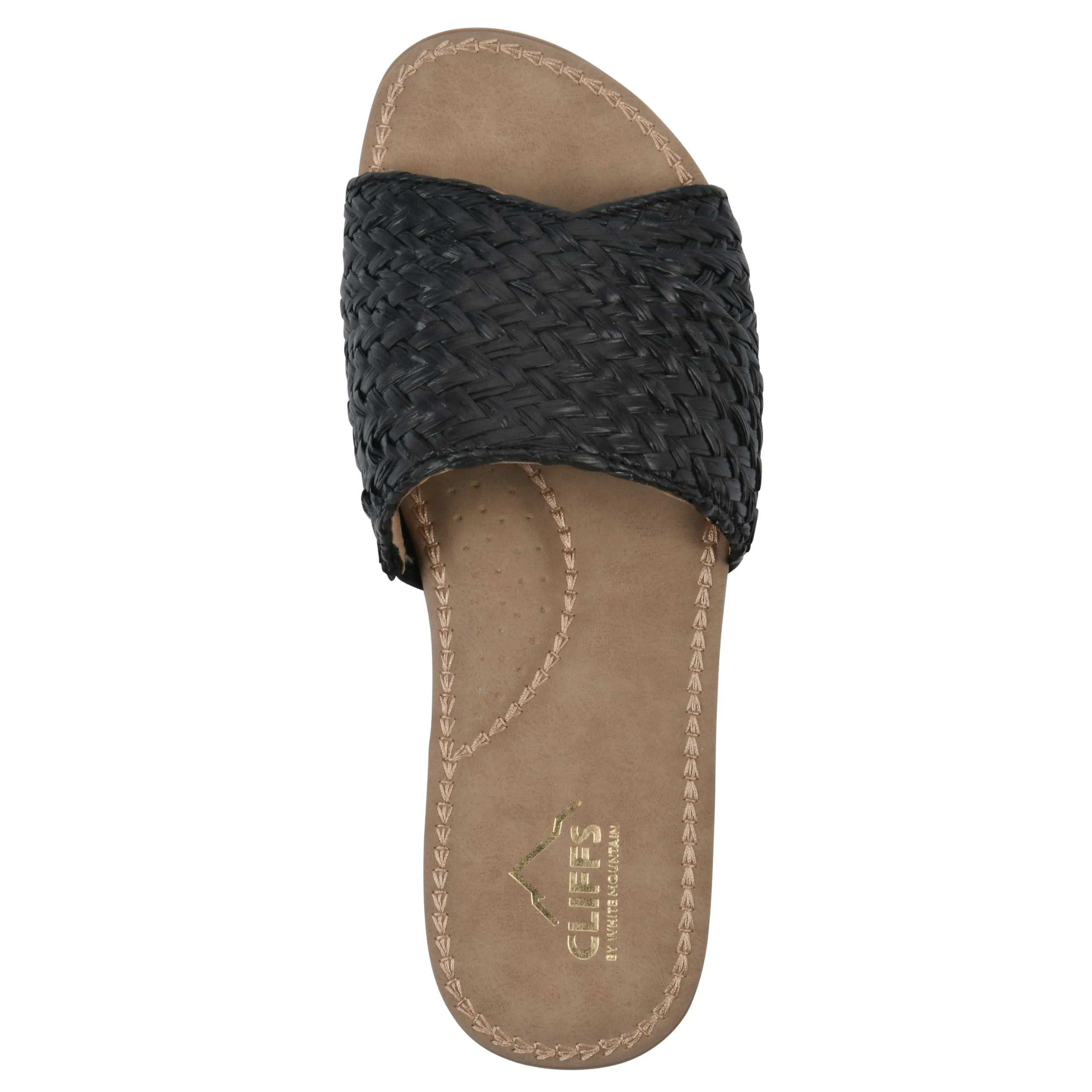 CLIFFS BY WHITE MOUNTAIN Women's Flawless Woven Slide Sandal, Black/Raffia, 8.5 M