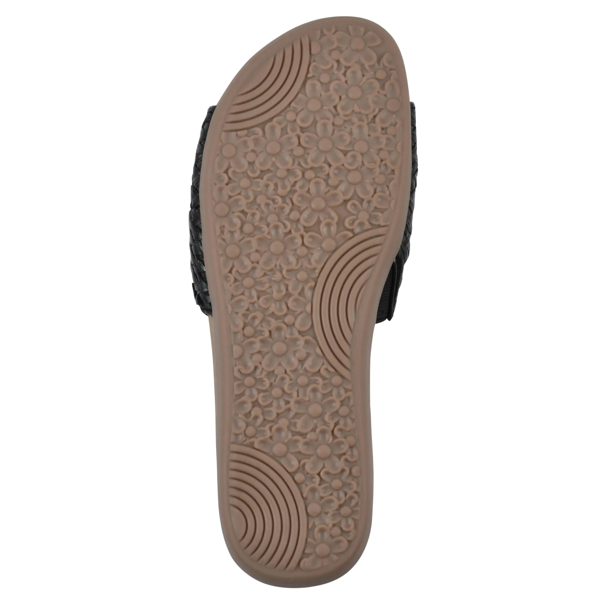 CLIFFS BY WHITE MOUNTAIN Women's Flawless Woven Slide Sandal, Black/Raffia, 8.5 M
