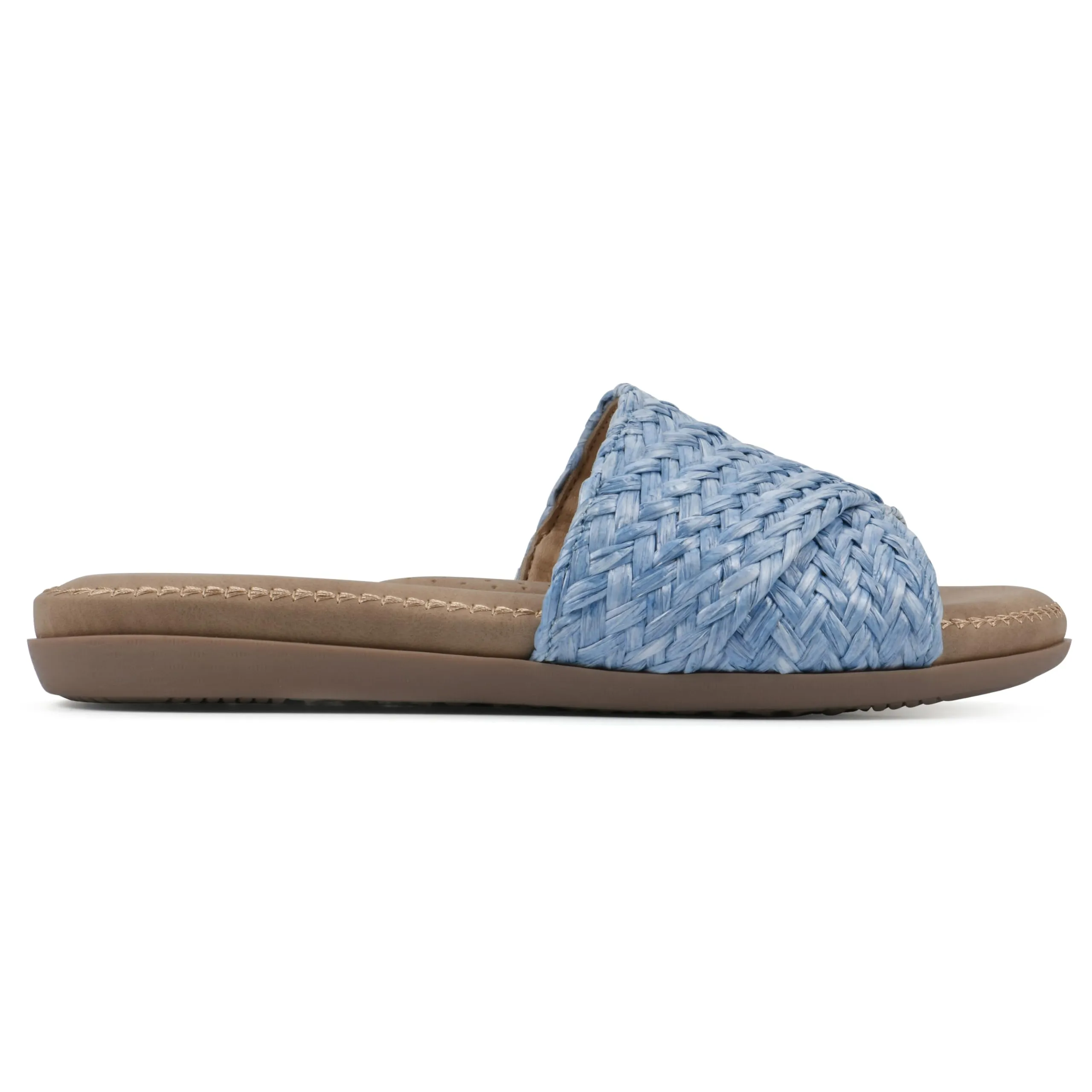CLIFFS BY WHITE MOUNTAIN Women's Flawless Woven Slide Sandal, Blue/Raffia, 8.5 M
